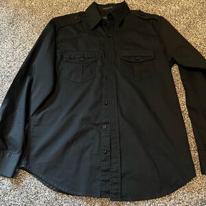 Helix Men's Black Casual Button-Down Shirt